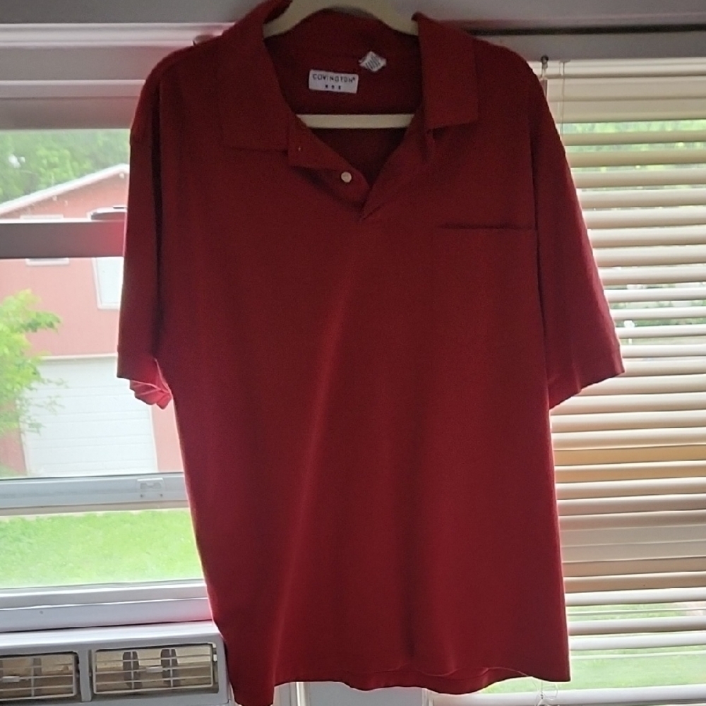 Covington Red Polo Shirt Classic Knit Short Sleeve